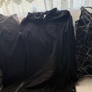 Fabletics Black long hoodie, top, & pants